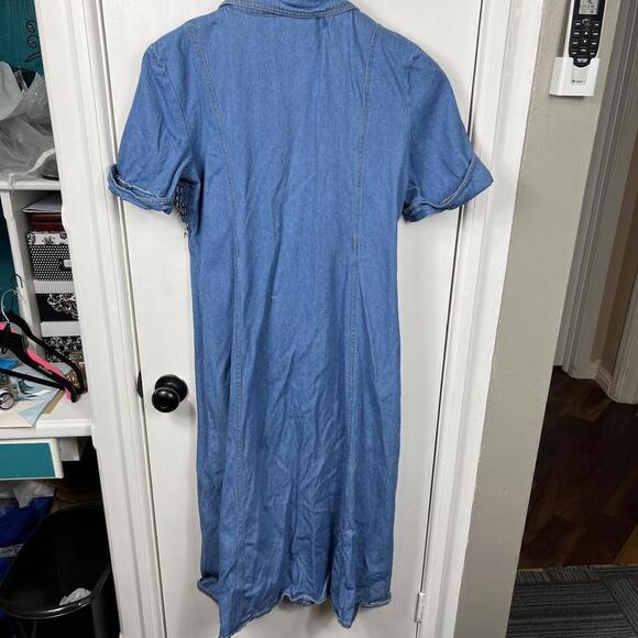 Vintage M.H.M. Melissa Harpe Denim Bead Fringe Western Y2K Button Front Size 10 - Picture 10 of 11